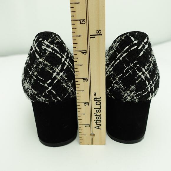 Talbots Black & White Tweed Pearl Classic Comfort Block Heel Pumps- Size 7 - Picture 5 of 9